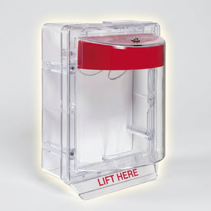 Cubierta Protectora Serie Stopper II® De Policarbonato, Con Bocina, Espaciador Transparente, Montaje en Superficie, Etiqueta en Inglés