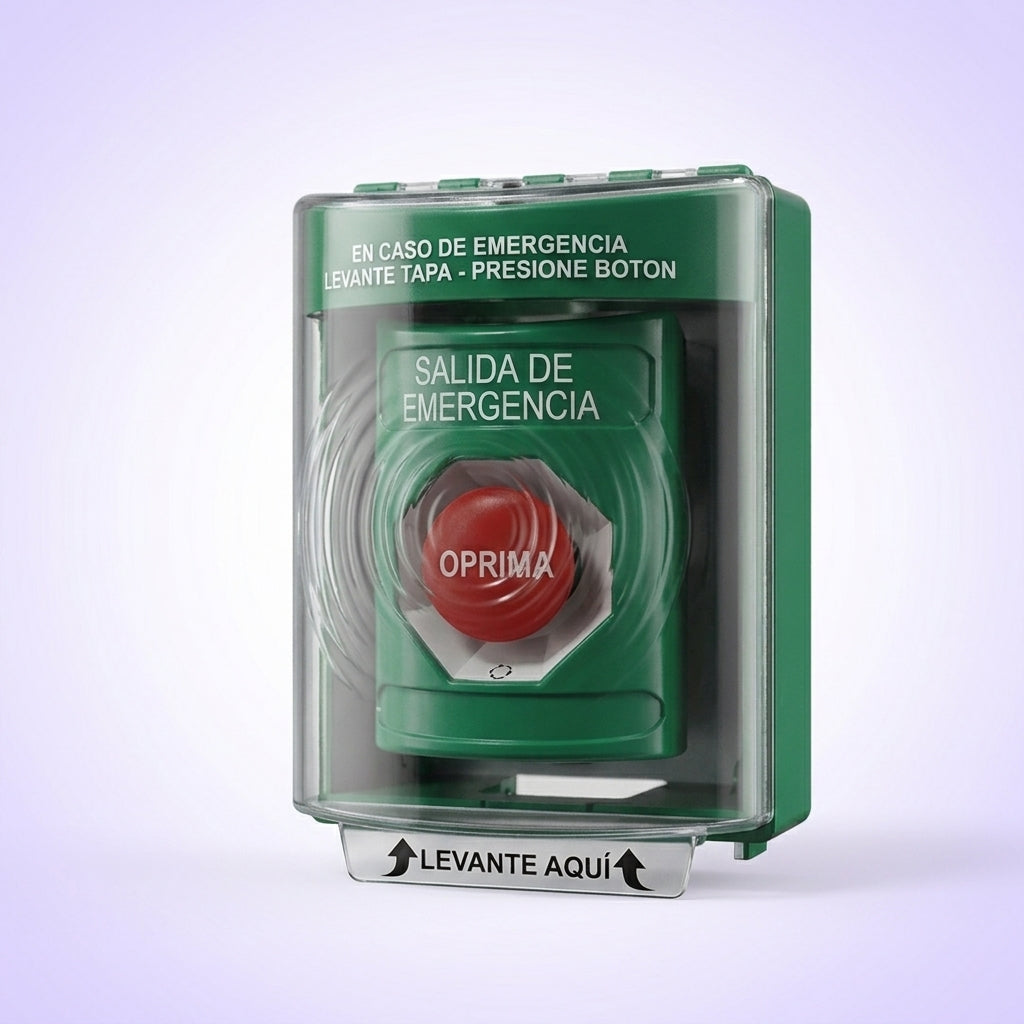 Botón Multipropósito, Texto Salida De Emergencia, Llave para Restablecer, Bocina Integrada De Alarma, Tapa De Policarbonato, 2 Relevadores forma C