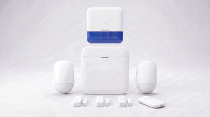 (AX PRO) KIT de Alarma AX PRO / Incluye: 1 Hub con batería de respaldo / 2 Sensores PIR / 3 Contactos Magnéticos mini / 1 Control Remoto / 1 Sirena