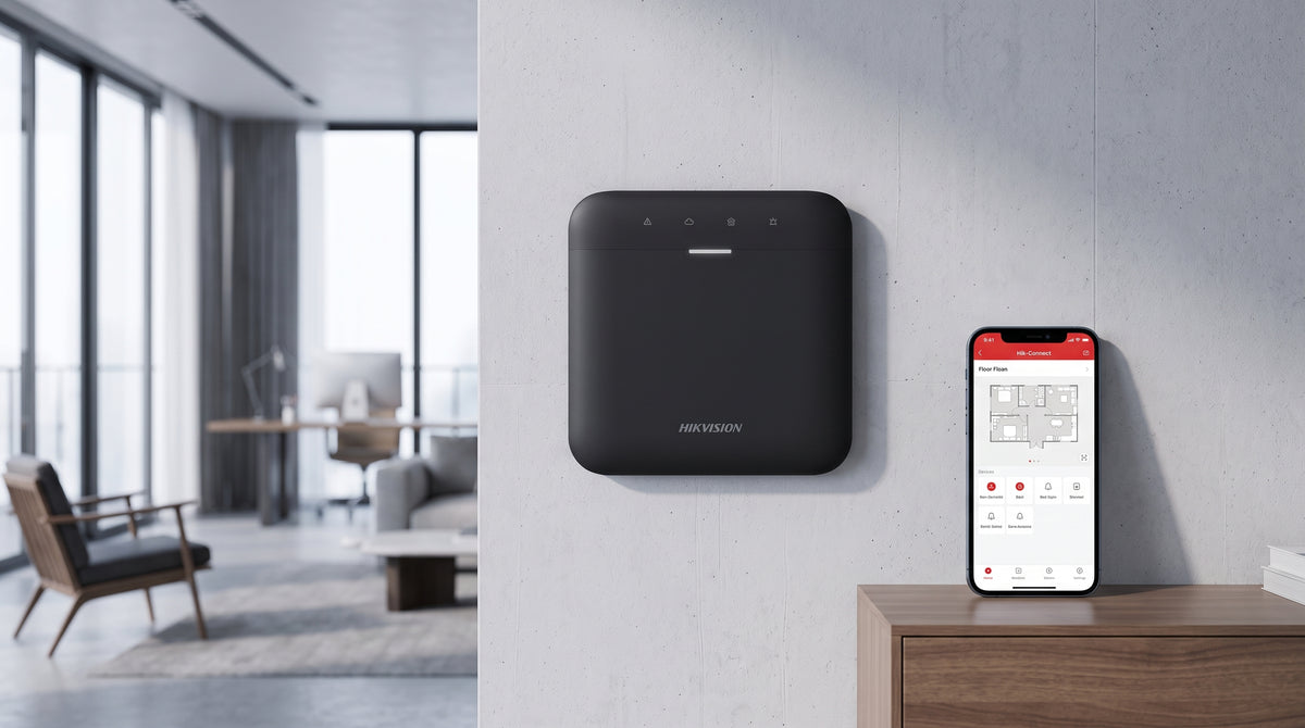 (AX PRO) Panel de Alarma Inalámbrico de Hikvision / Color Negro / Soporta 96 Zonas / GSM 3G/4G, Wi-Fi y Ethernet / Incluye Batería de respaldo