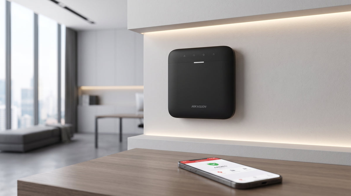(AX PRO) Panel de Alarma Inalámbrico de Hikvision / Color Negro / Soporta 48 Zonas / GSM 3G/4G, Wi-Fi y Ethernet / Incluye Batería de respaldo