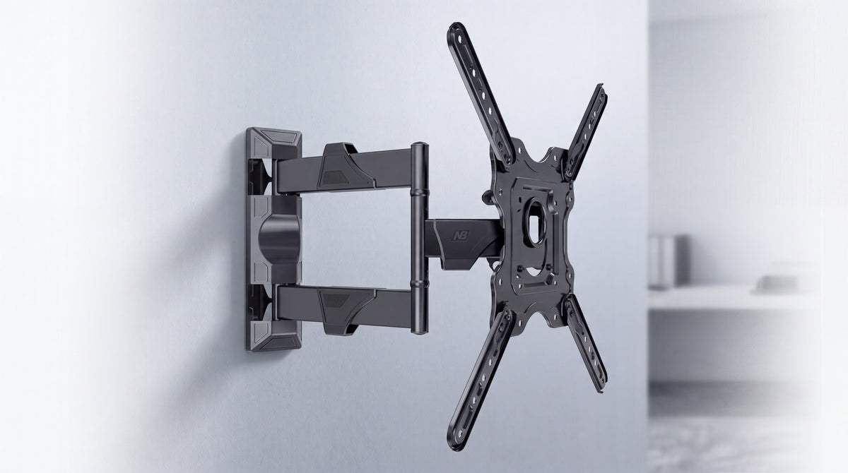 Montaje de Pared Articulado P4-NB / Pantallas de 32" a 55" / VESA 100x100 a 400x400 mm / Carga 27.2 kg (60 lbs) / Inclinación +8° a -5° / Giro 180°