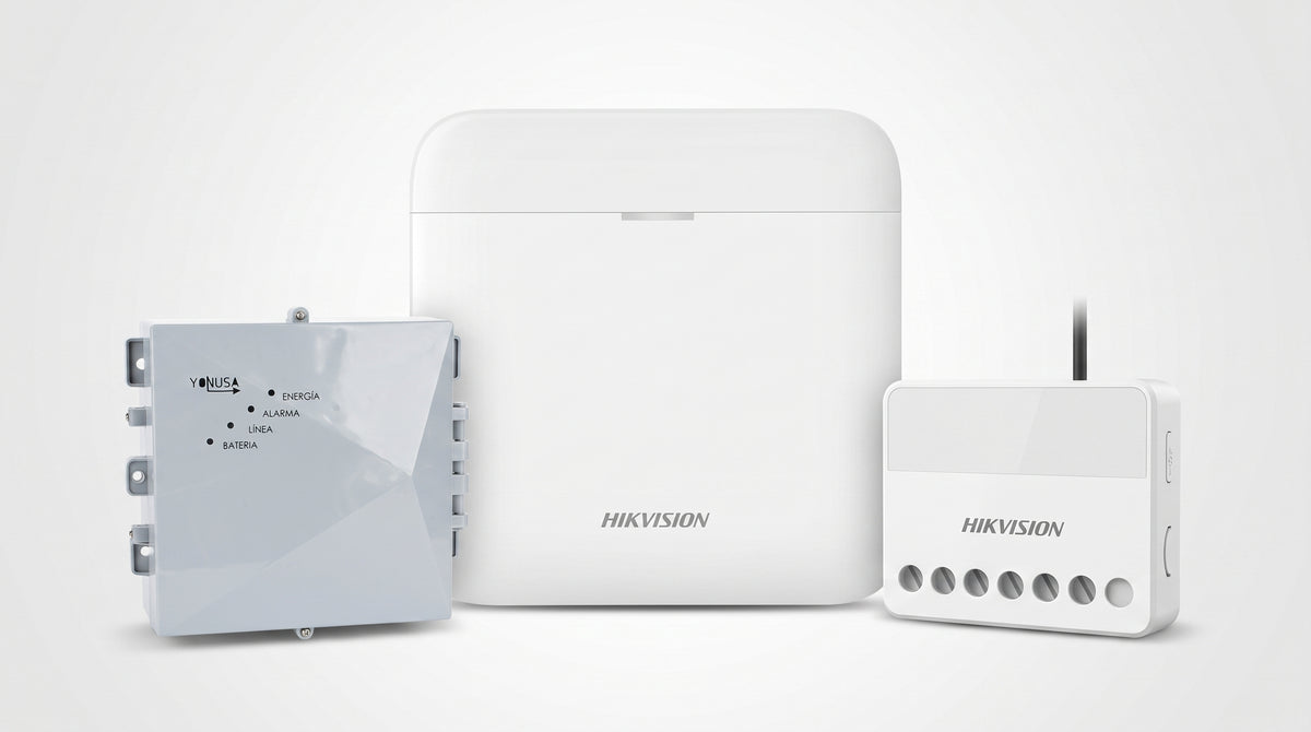 (AX PRO + YONUSA) KIT de Alarma AX PRO / Incluye: 1 Hub con bateria de respaldo / 1 Energizador 2500Mts Lineales / 1 Relevador 0 a 36 Vcc (Max. 5 A)