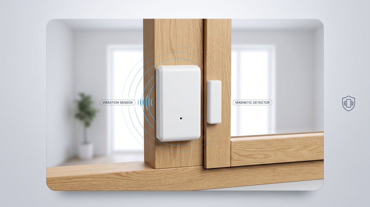 Sensor 3 en 1 Inalámbrico / Impacto + Apertura + Zona Externa / Gap 2.54 cm / 345 MHz / Batería 5 Años / Compatible Honeywell y PRO4GLTEM