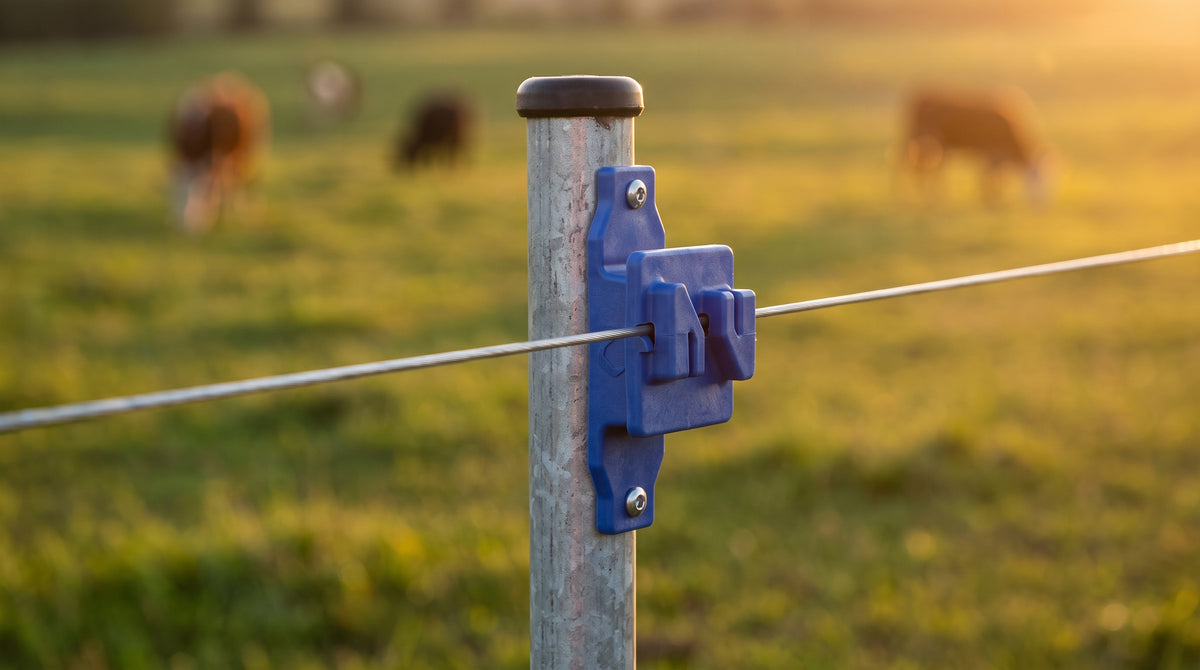 Aislador de Paso Azul Reforzado para Cercos Eléctricos / Aislamiento hasta 18 kV / Resistente a Clima Extremo / Polipropileno y Policarbonato