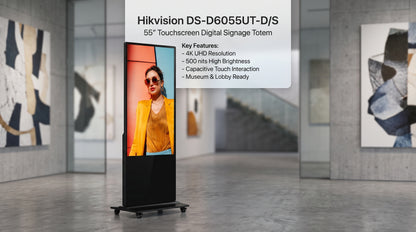 Pantalla Táctil de 55" 4K para Publicidad Digital / Base para Piso (Tótem) / Gestión de Contenido y Control Centralizado