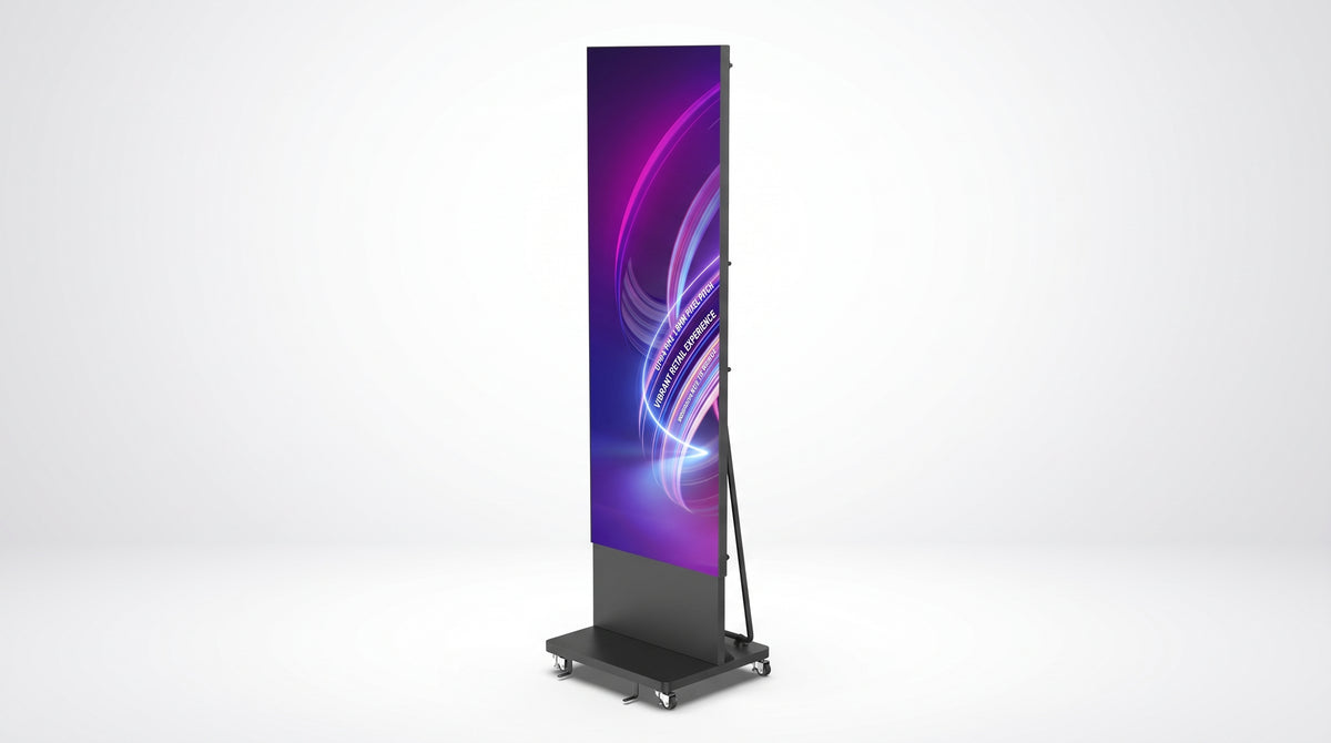 Poster LED de Piso / Pixel Pitch 1.8 mm / Modular (Puede Crecer con Mas Posters) / Case para Transporte / Uso en Interior / Calidad de Video Destacada