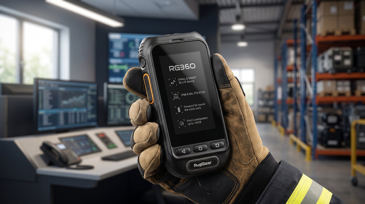 Radio PoC LTE RugGear RG360 / Altavoz 2W 105 dB / 3GPP Mission-Critical PTT / IP68 y MIL-STD-810H / Batería Extraíble 3000 mAh / 197 g / Multi APN