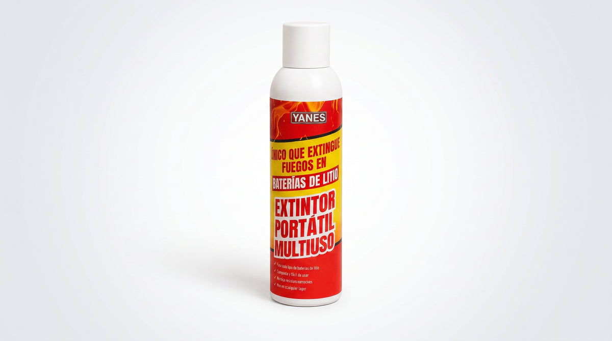 Extintor Portátil en Aerosol, fuegos clase A, K y baterías de iones de litio (Li).