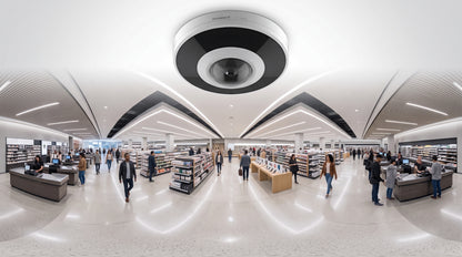 Cámara IP / Fisheye 6 MP / Visión de 180° / Múltiples Vistas Dewarping / WDR 120 dB / IR 20 m / IP67 IK10 / PoE / NDAA