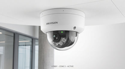 Domo IP 4 Megapixel / Lente 2.8 mm / 30 mts IR / WDR 120 dB / Exterior IP67 / Hik-Connect P2P / H.265+ / PoE / ONVIF