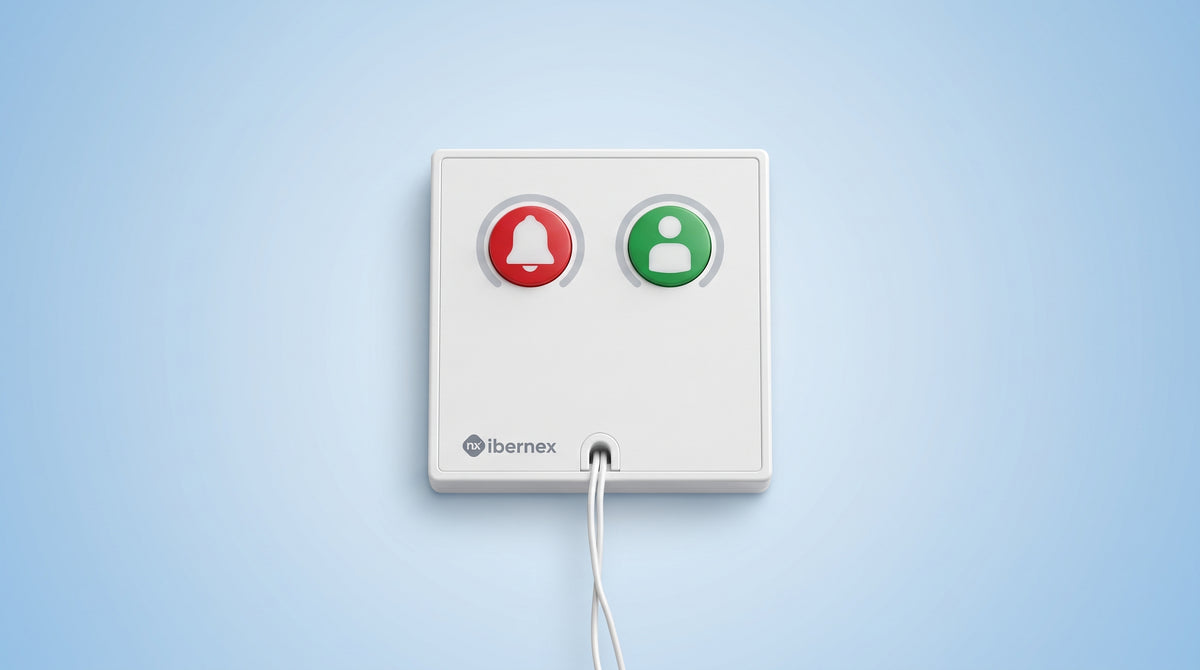Módulo Asistencial para Hospital de Empotrar IP67 / Material ABS Antimicrobiano / Botón Cancelación / Indicador Luminoso de Alarma y Presencia