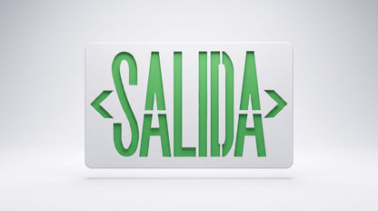 Letrero LED de Emergencia SALIDA / Voltaje Dual 120/240 VAC / Montaje Universal / Batería Ni-Cd Incluida