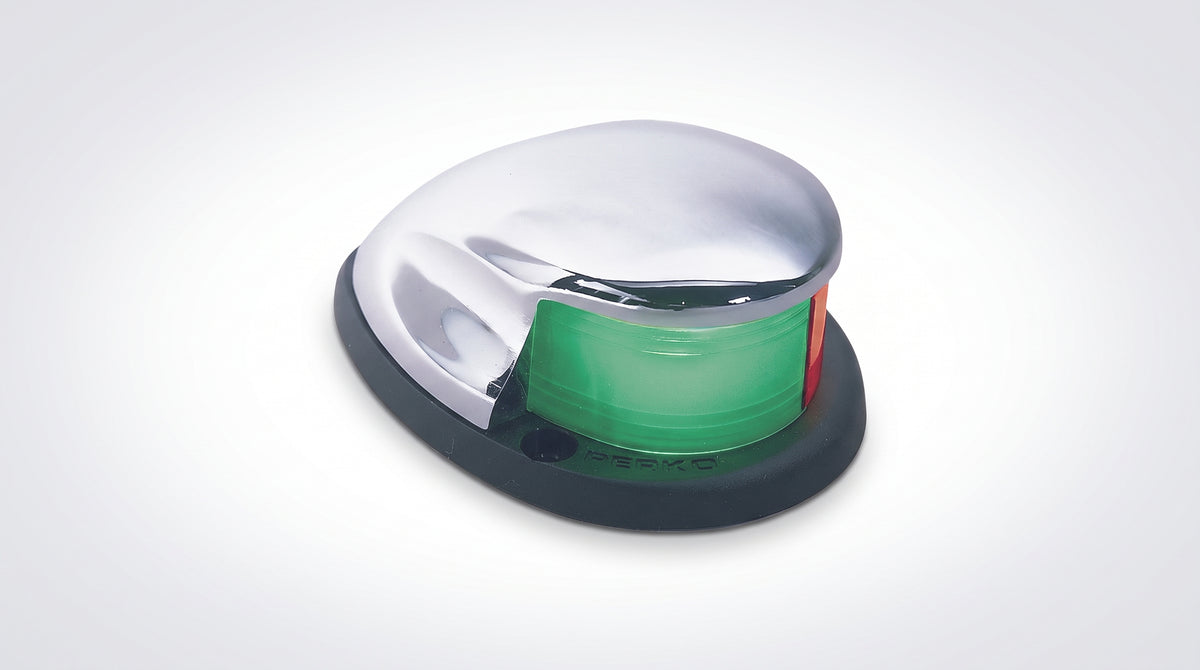 Luz Bi-Color de Montaje Horizontal con Carcasa Cromada para Embarcaciones a Motor Menores de 20 Metros