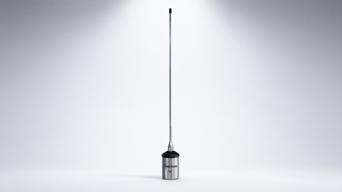Antena Marina VHF SHAKESPEARE 5241-R / Látigo Acero Inoxidable / 3 dB / 50 W / Bobina Sellada / Cable RG-58 4.5 m (15 ft) / 1.02 m (3.3 ft) / Banda