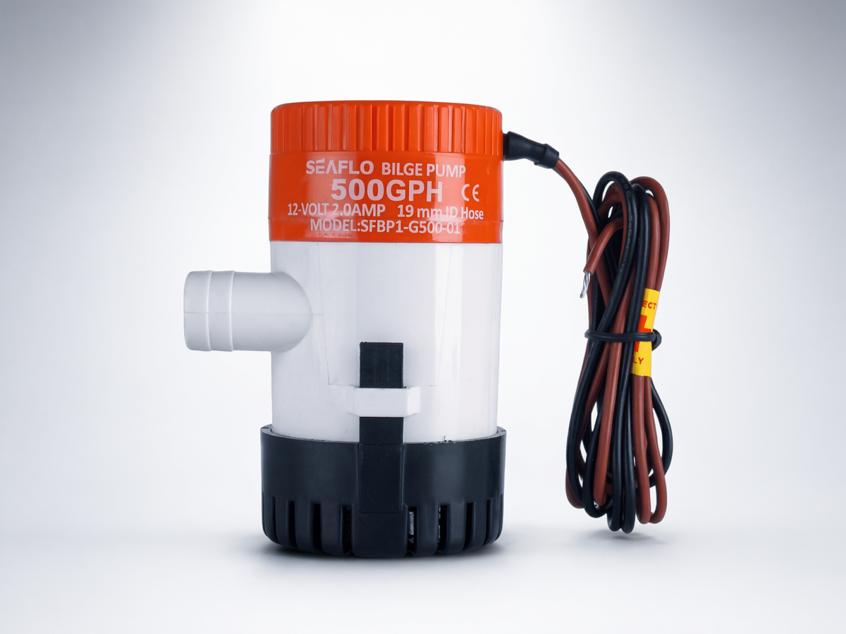 Bomba Achique SEAFLO SFBP1-G50-01 / 500 GPH (1893 LPH) / 12V CD / No Automática / Anti-Airlock / Sellos Herméticos / Filtro Removible