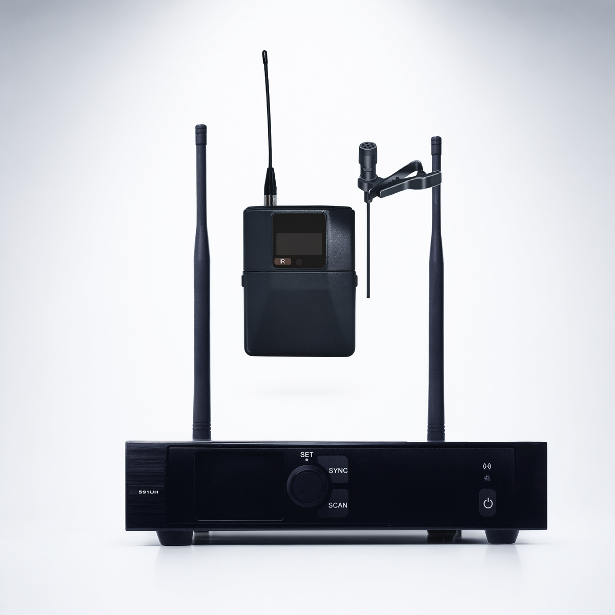 Sistema de Micrófono Inalámbrico | Receptor Un Canal U-Band 540-690 MHz | Micrófono de Solapa Digital | Modulación PI/4-DQPSK | Pantalla TFT-LCD 2.2"