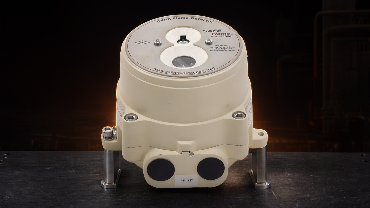 Detector de Flama UV/IR / Detección Dual UV-IR / Alcance 30 m (98.4 ft) / Campo 90° / A Prueba de Explosión / -40°C a 75°C