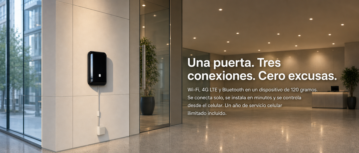 Controlador de Acceso IP 1 Puerta / Wi-Fi + 4G LTE + Bluetooth / RFID y NFC / App RControl / 1 Año de Servicio 4G LTE Ilimitado Incluido