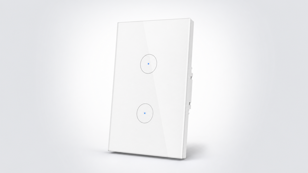 Apagador Inteligente WiFi / 2 Circuitos de 800W / 100V-250V / Vidrio Templado 120x72 mm / Alexa y Google Home