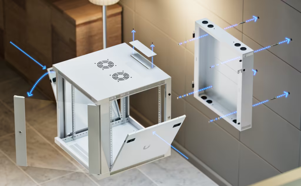 UACC Rack Cabinet 12U (600 x 703 mm) - Gabinete Cerrado para Montaje en Pared con Puerta Frontal de Vidrio Templado, Puerta Trasera Abatible