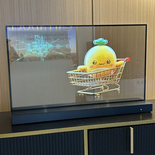 Pantallas OLED transparentes de 30 a 77 pulgadas: escritorio, tótems, kioscos, vitrinas y muros