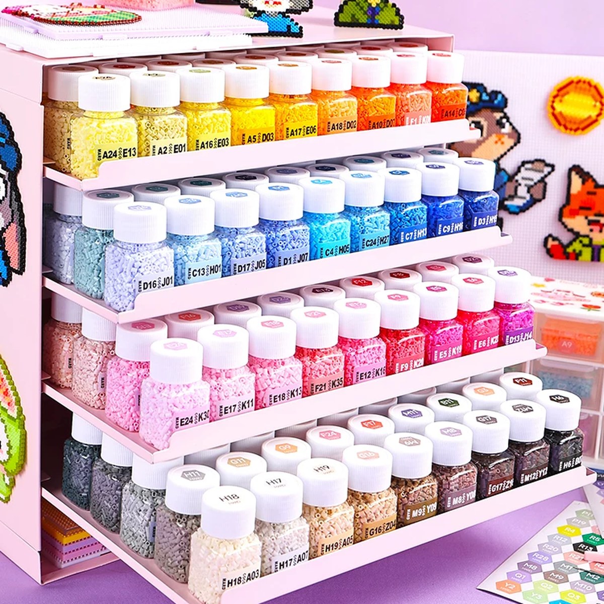 Kit de cuentas para planchar mini de 2.6 mm en frascos o cajas (24 a 221 colores) con herramientas