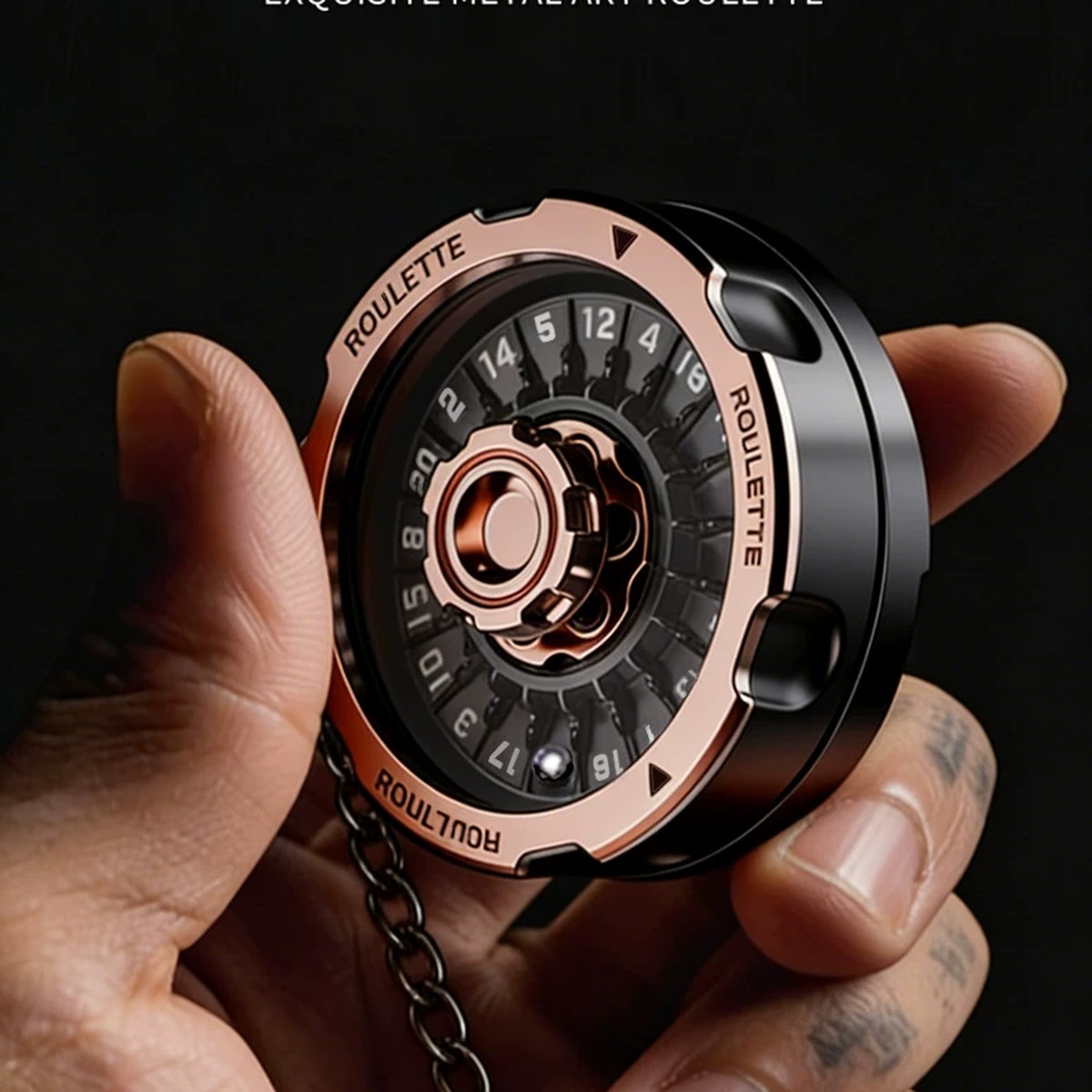 Ruleta D20 de metal para decidir: fidget antiestrés de bolsillo