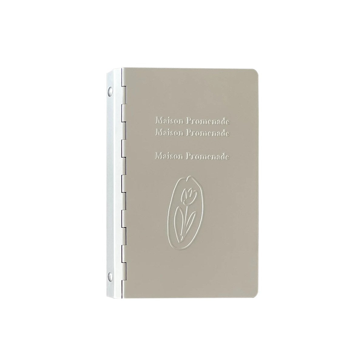 Carpeta de anillas A6 de aluminio con tulipán grabado (6 anillos, recargable)