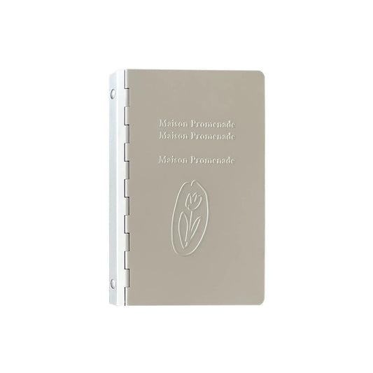 Carpeta de anillas A6 de aluminio con tulipán grabado (6 anillos, recargable)