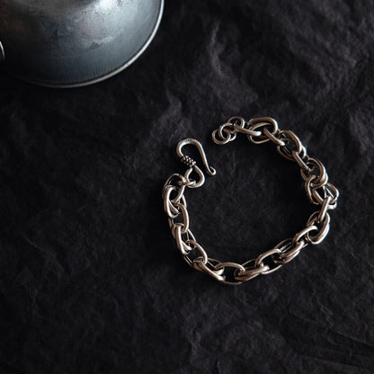 Pulsera de cadena de plata 925 con acabado envejecido, hecha a mano (muñeca de 14 a 16 cm)