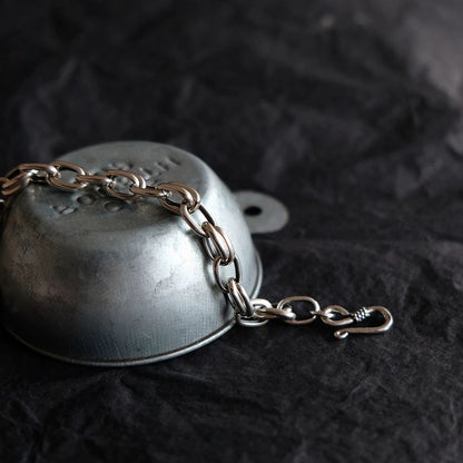 Pulsera de cadena de plata 925 con acabado envejecido, hecha a mano (muñeca de 14 a 16 cm)