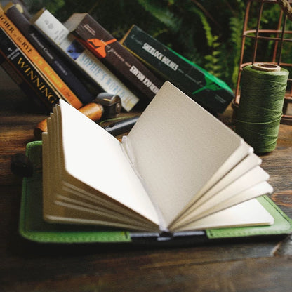 Agenda de piel genuina hecha a mano con árboles de piel (Weeks, A6 o A5 slim)