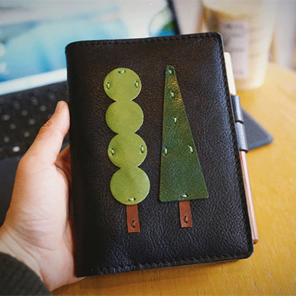 Agenda de piel genuina hecha a mano con árboles de piel (Weeks, A6 o A5 slim)