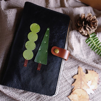 Agenda de piel genuina hecha a mano con árboles de piel (Weeks, A6 o A5 slim)