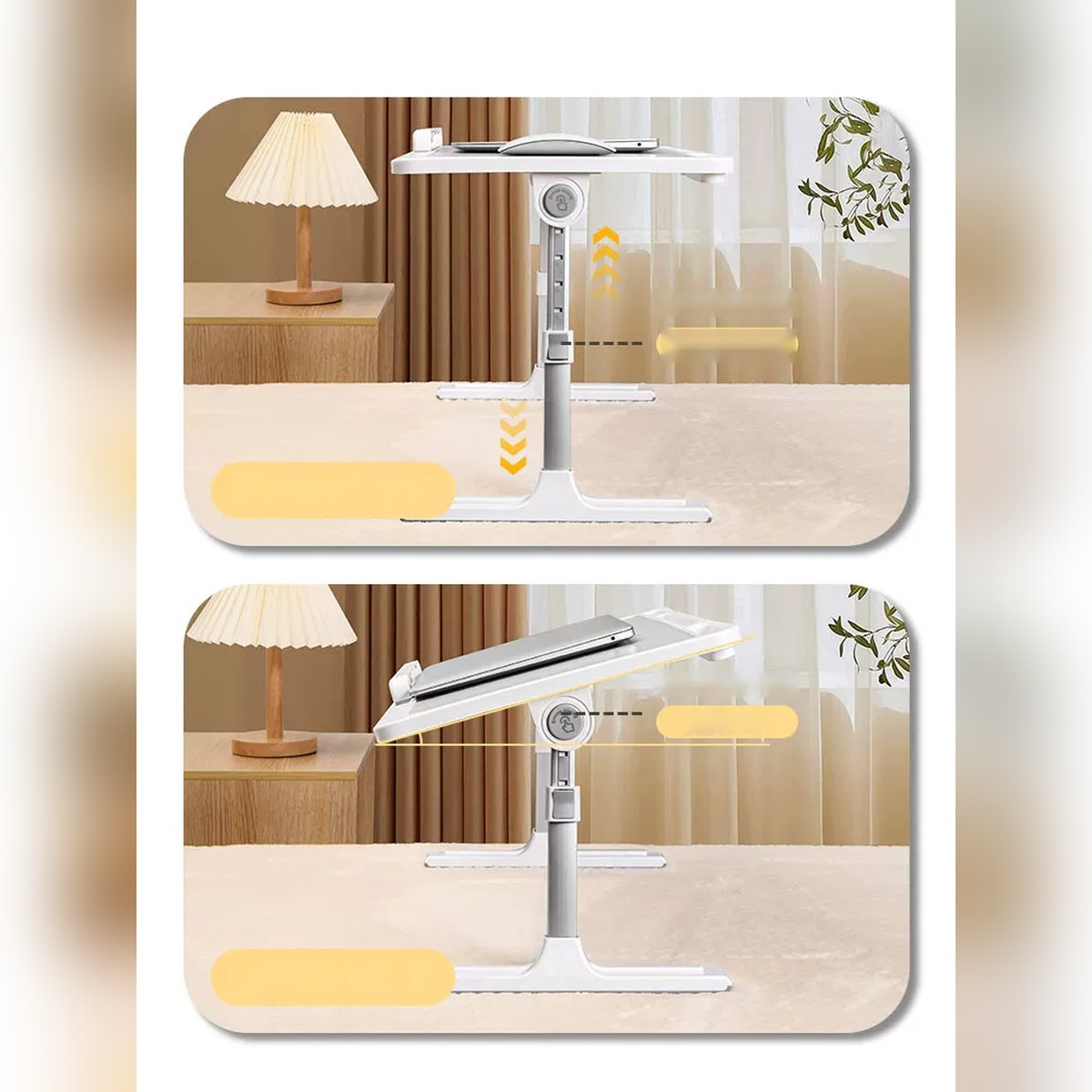 Mesa plegable para laptop y soportes para teclado con altura ajustable (53 × 31.5 o 42 × 26 cm)
