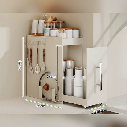 Organizador extraíble angosto para especias y botellas, de acero o con vidrio (2 o 3 niveles)