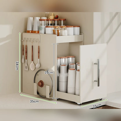 Organizador extraíble angosto para especias y botellas, de acero o con vidrio (2 o 3 niveles)