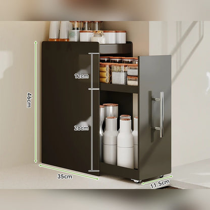 Organizador extraíble angosto para especias y botellas, de acero o con vidrio (2 o 3 niveles)
