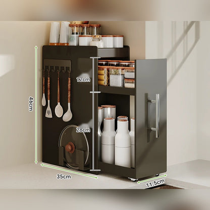 Organizador extraíble angosto para especias y botellas, de acero o con vidrio (2 o 3 niveles)