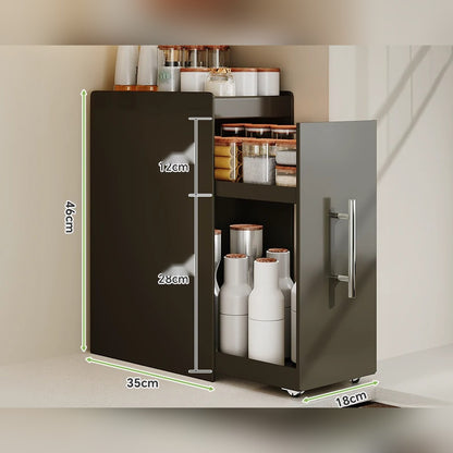 Organizador extraíble angosto para especias y botellas, de acero o con vidrio (2 o 3 niveles)