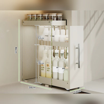 Organizador extraíble angosto para especias y botellas, de acero o con vidrio (2 o 3 niveles)