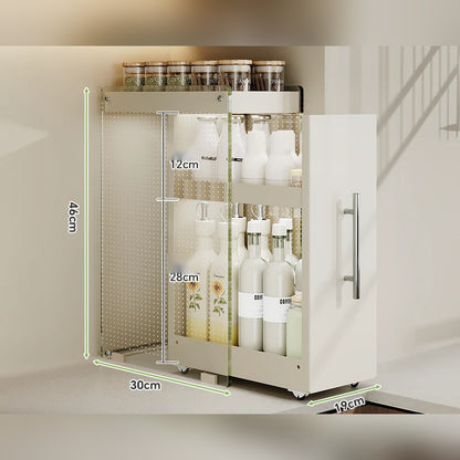 Organizador extraíble angosto para especias y botellas, de acero o con vidrio (2 o 3 niveles)