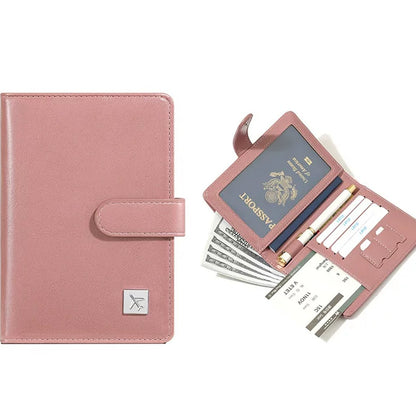 Cartera porta pasaporte con bloqueo RFID para 2 pasaportes, tarjetas y boletos