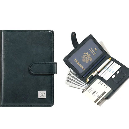 Cartera porta pasaporte con bloqueo RFID para 2 pasaportes, tarjetas y boletos