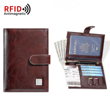 Cartera porta pasaporte con bloqueo RFID para 2 pasaportes, tarjetas y boletos