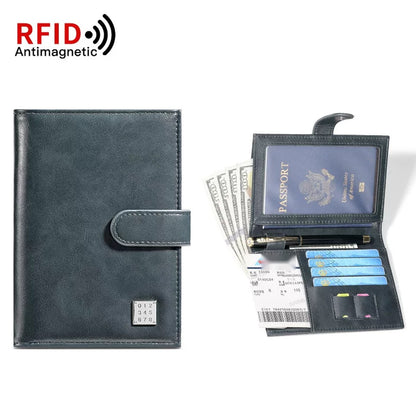 Cartera porta pasaporte con bloqueo RFID para 2 pasaportes, tarjetas y boletos