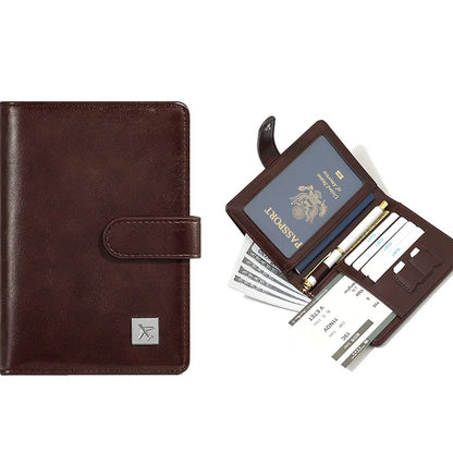 Cartera porta pasaporte con bloqueo RFID para 2 pasaportes, tarjetas y boletos