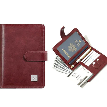 Cartera porta pasaporte con bloqueo RFID para 2 pasaportes, tarjetas y boletos