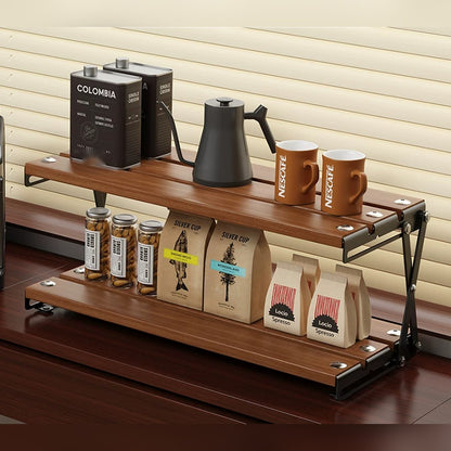 Estante plegable de escritorio de 2 o 3 niveles (nogal, madera maciza o negro)